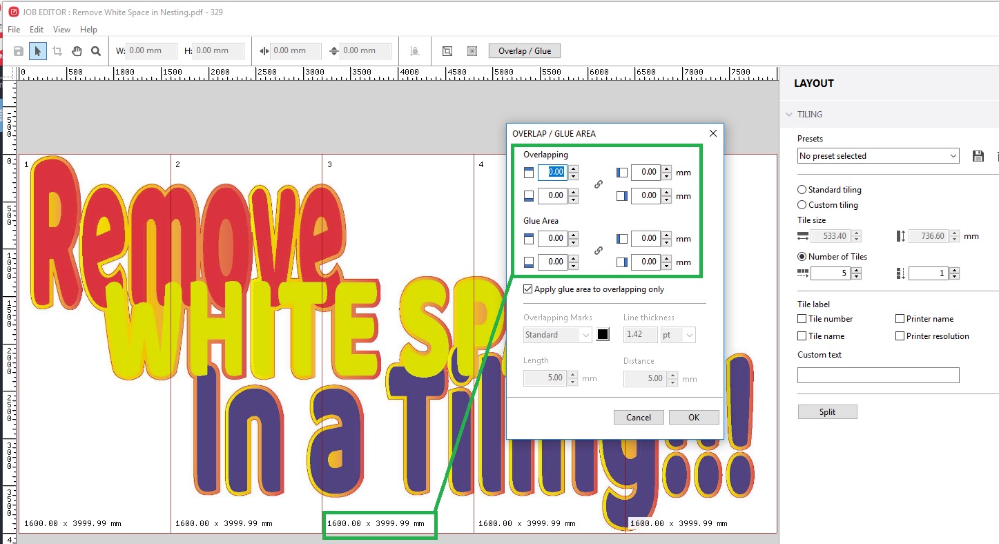 Why is my Tile Size in Job Editor changing when setting up an Overlap